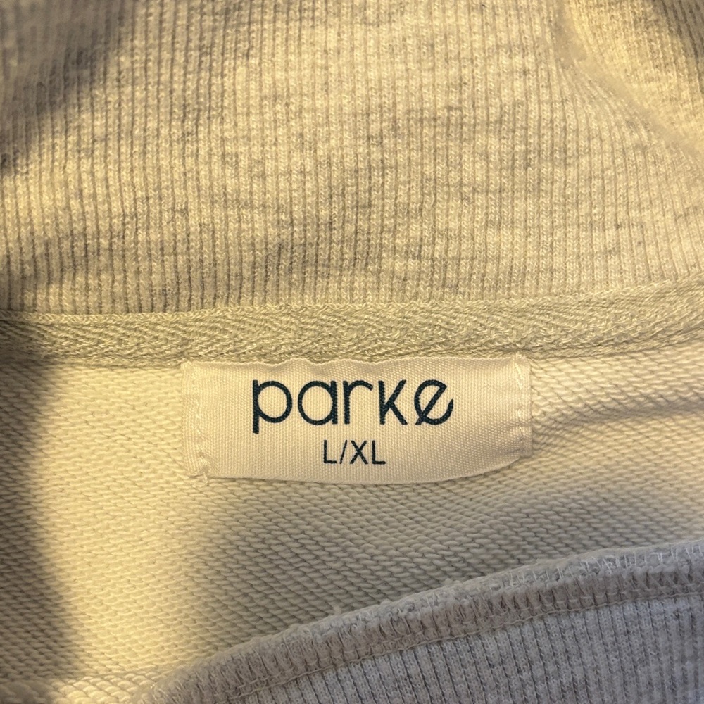 Parke Mockneck Gray Sweatshirt with Navy Lettering - Picture 3 of 4
